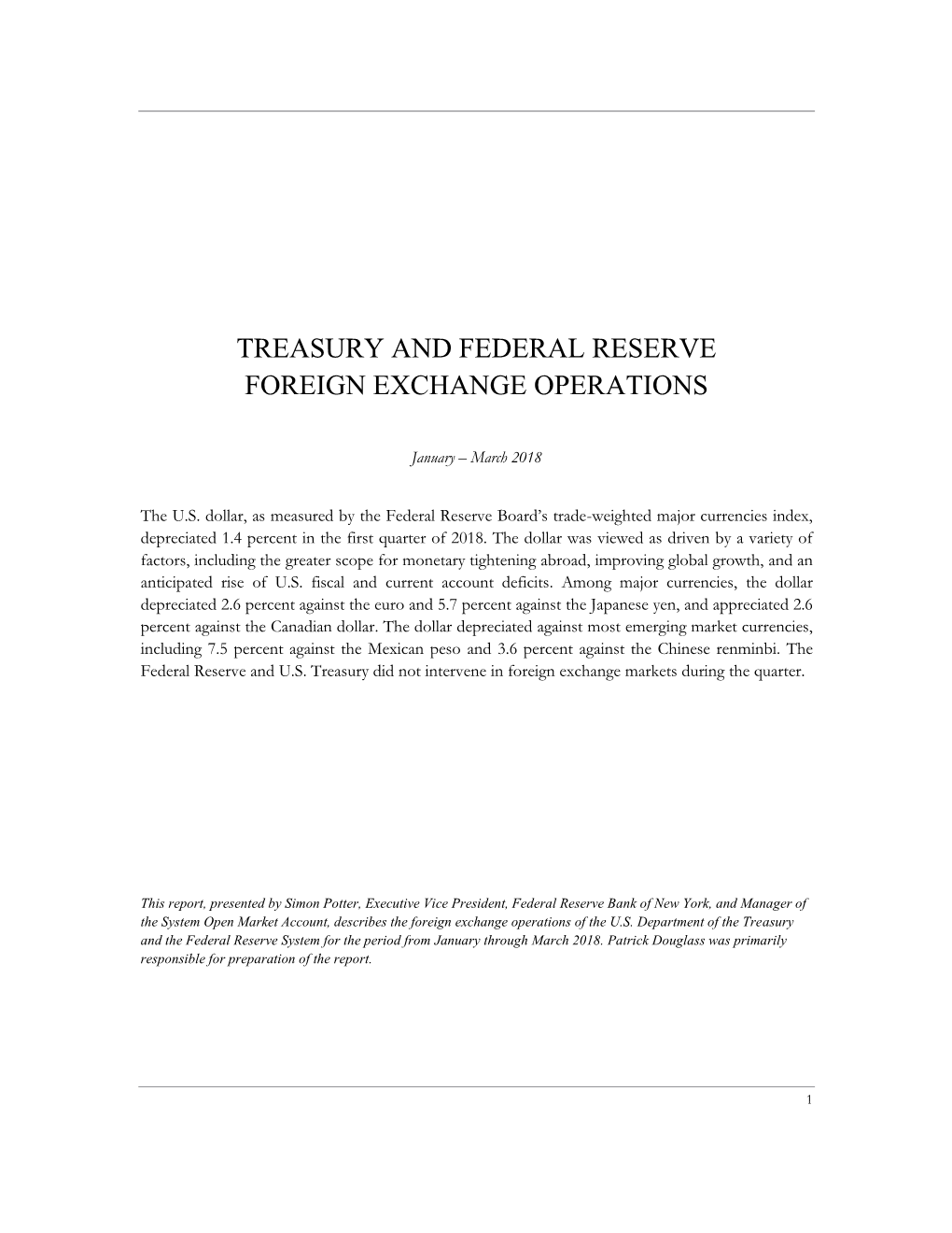 Treasury and Federal Reserve Foreign Exchange Operations