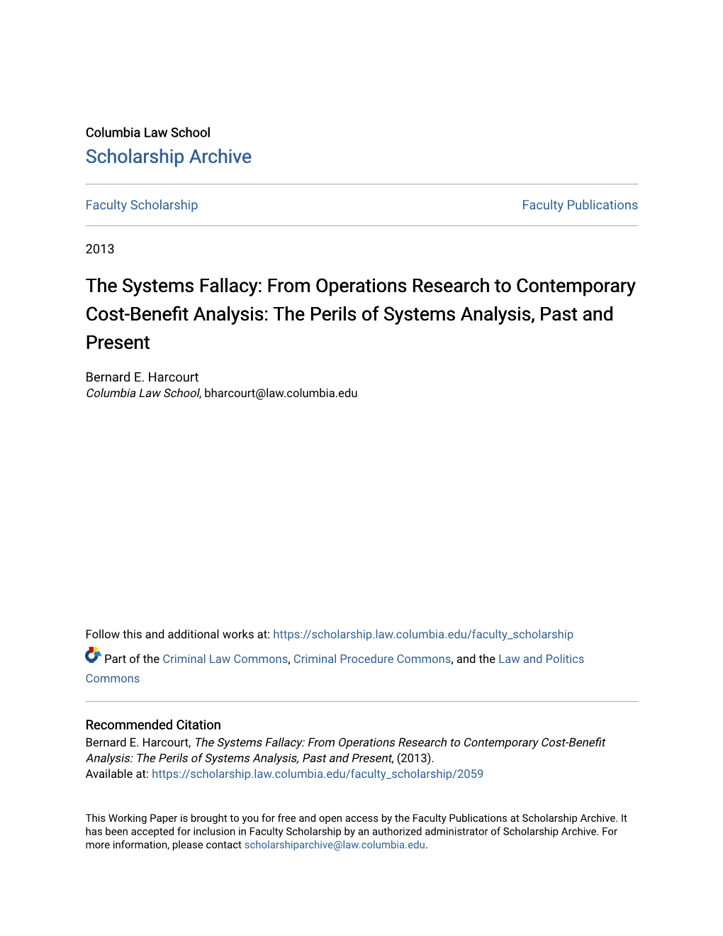 From Operations Research to Contemporary Cost-Benefit Analysis: the Erilsp of Systems Analysis, Past and Present