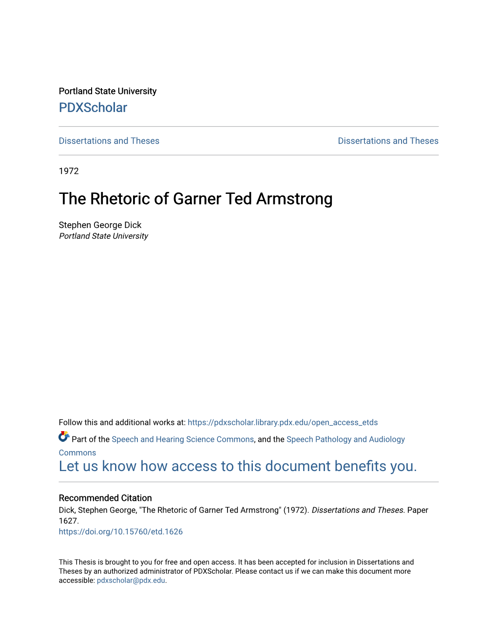 The Rhetoric of Garner Ted Armstrong