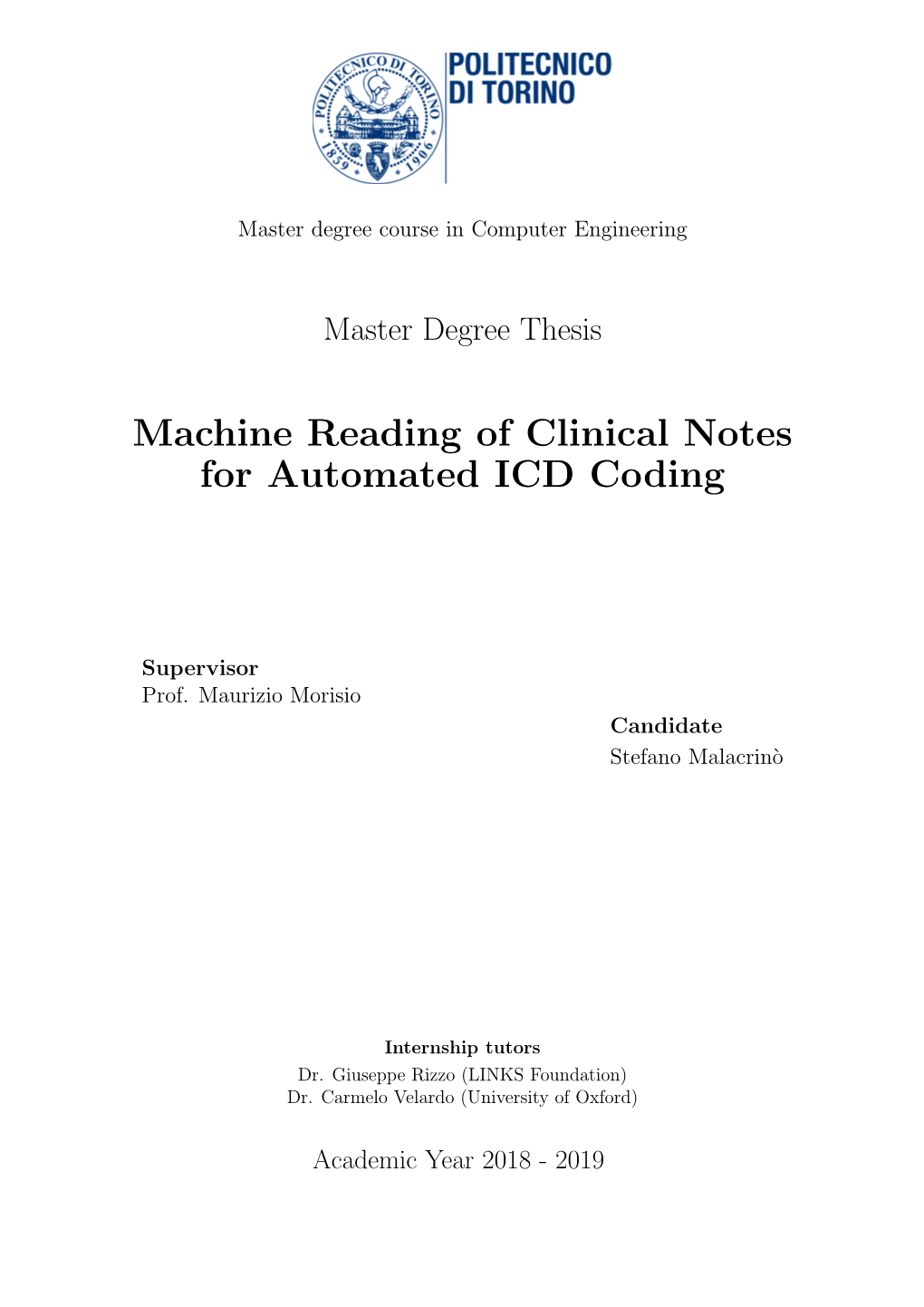 Machine Reading of Clinical Notes for Automated ICD Coding