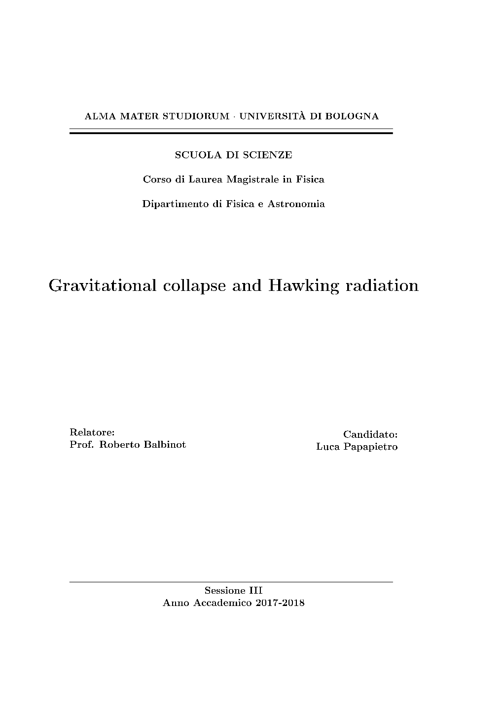 Gravitational Collapse and Hawking Radiation