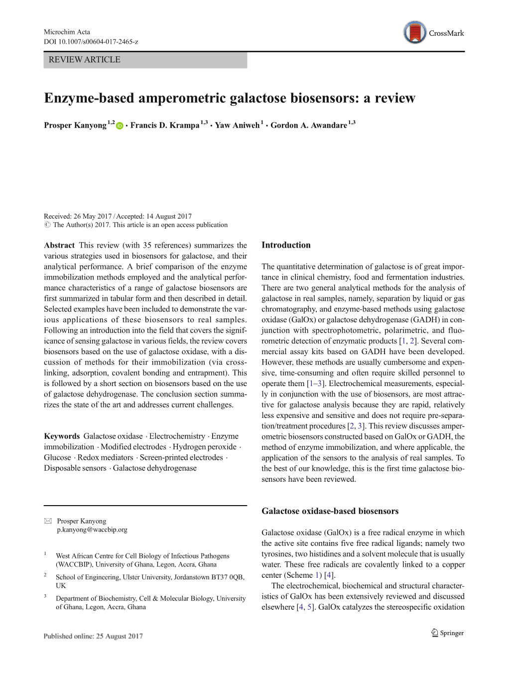 Enzyme-Based Amperometric Galactose Biosensors: a Review