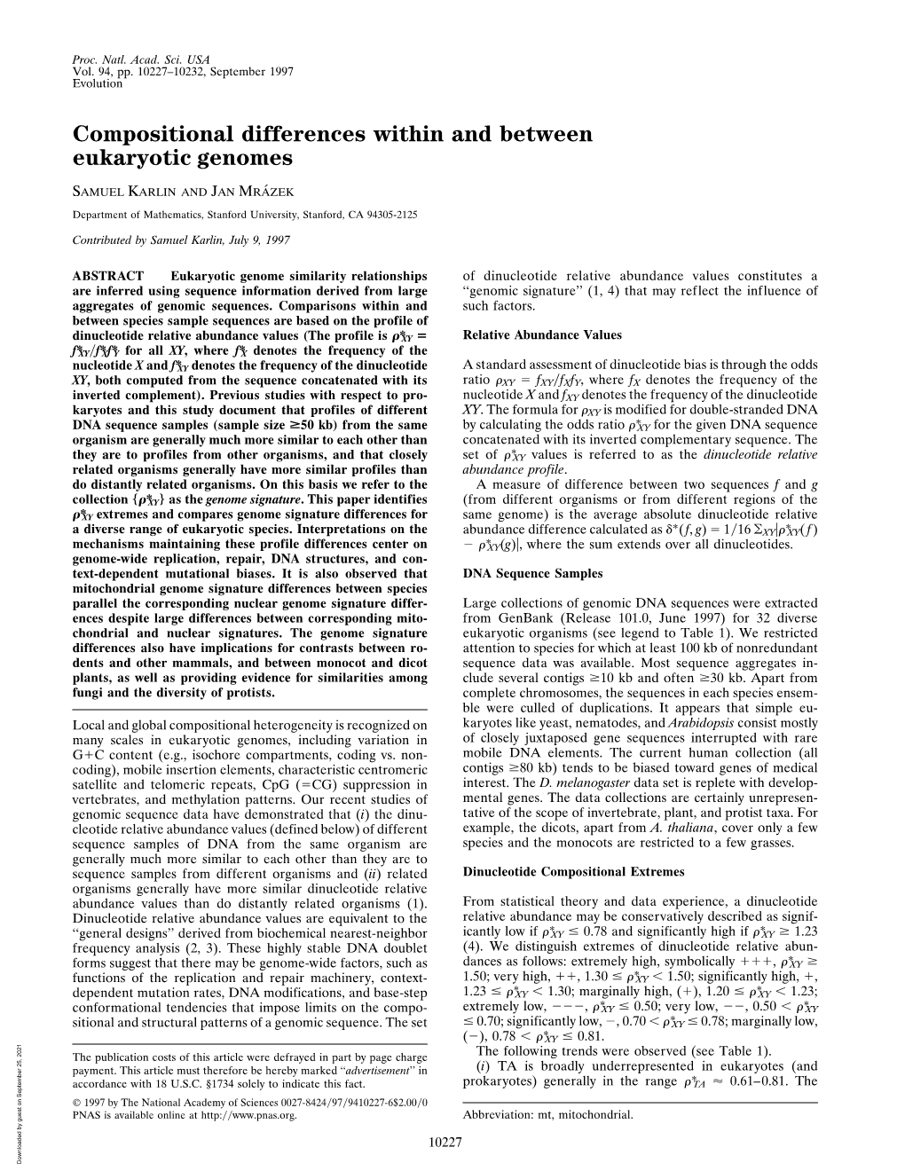 Compositional Differences Within and Between Eukaryotic Genomes