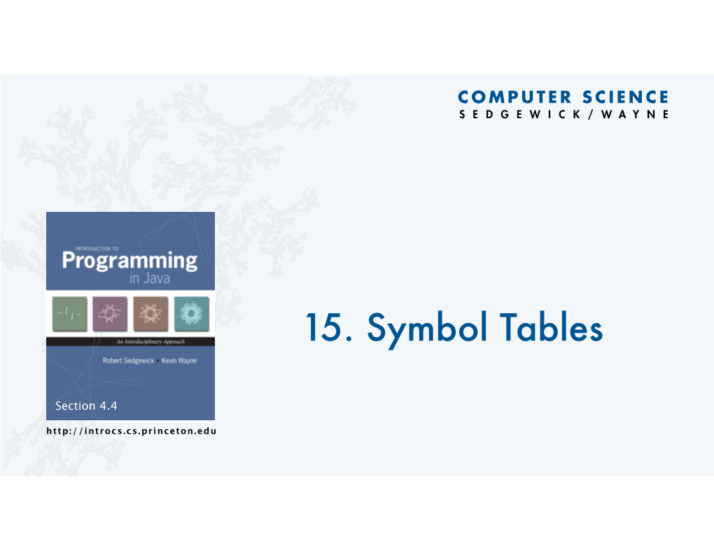 15. Symbol Tables