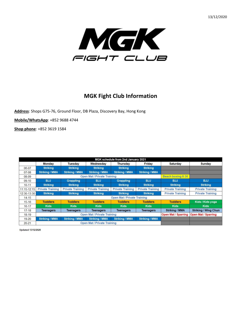 MGK Fight Club Information