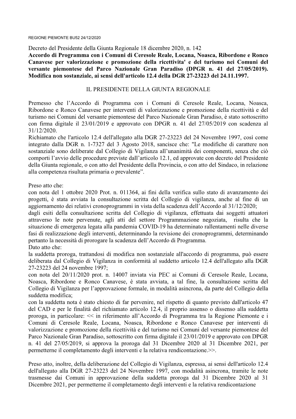 Decreto Del Presidente Della Giunta Regionale 18 Dicembre 2020, N