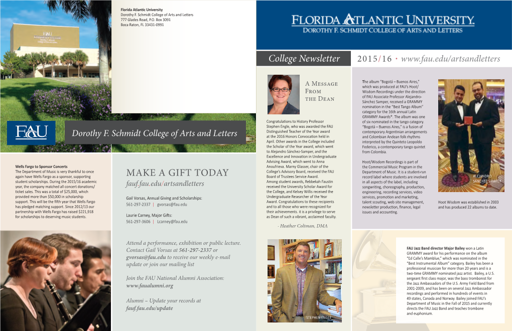 College Newsletter MAKE a GIFT TODAY