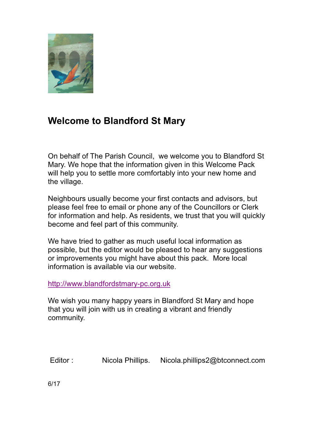 Welcome to Blandford St Mary