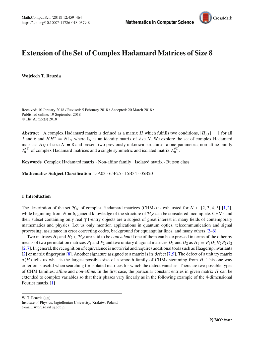 Extension of the Set of Complex Hadamard Matrices of Size 8