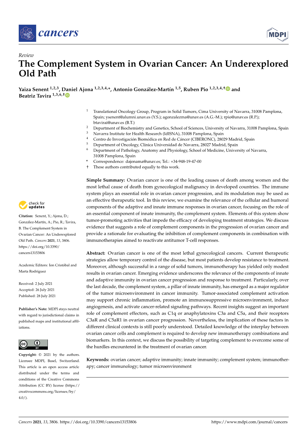 The Complement System in Ovarian Cancer: an Underexplored Old Path