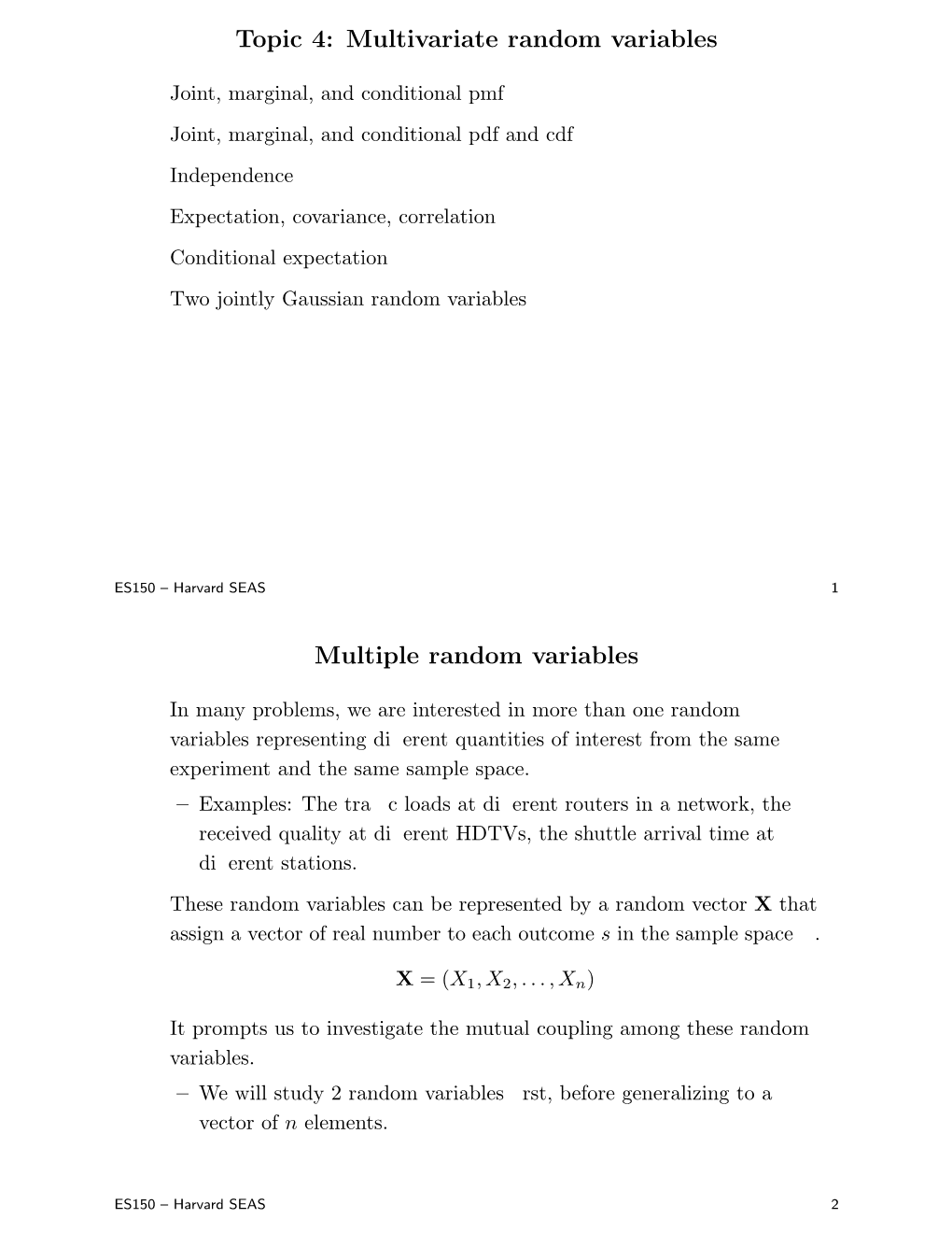 Topic 4: Multivariate Random Variables