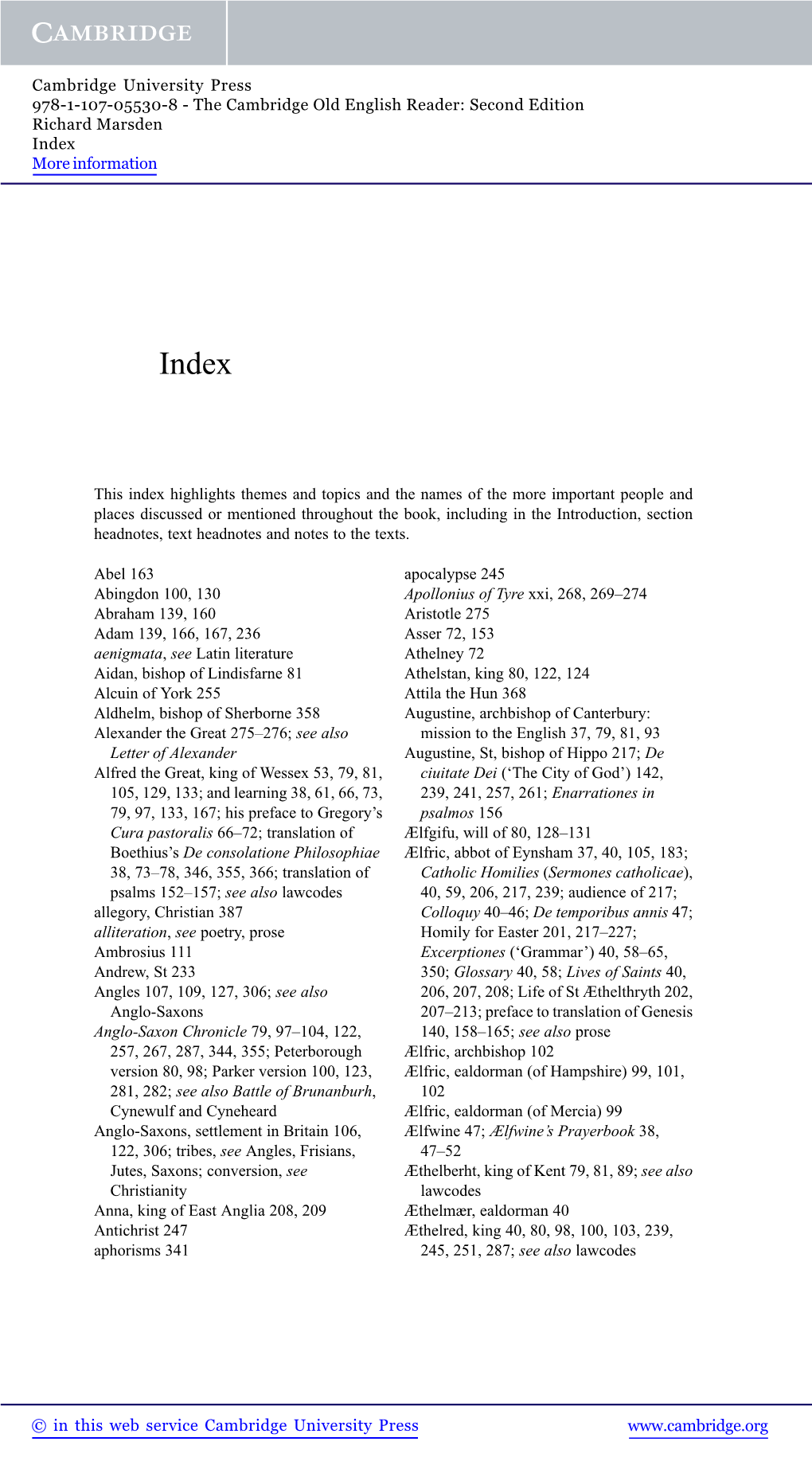 This Index Highlights Themes and Topics and the Names of the More