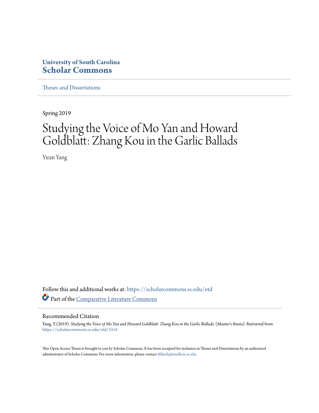 Zhang Kou in the Garlic Ballads Yiran Yang
