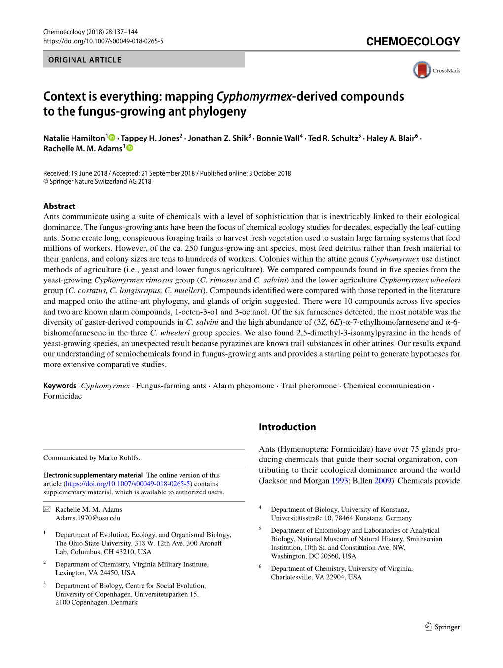 Context Is Everything: Mapping Cyphomyrmex-Derived Compounds to the Fungus-Growing Ant Phylogeny