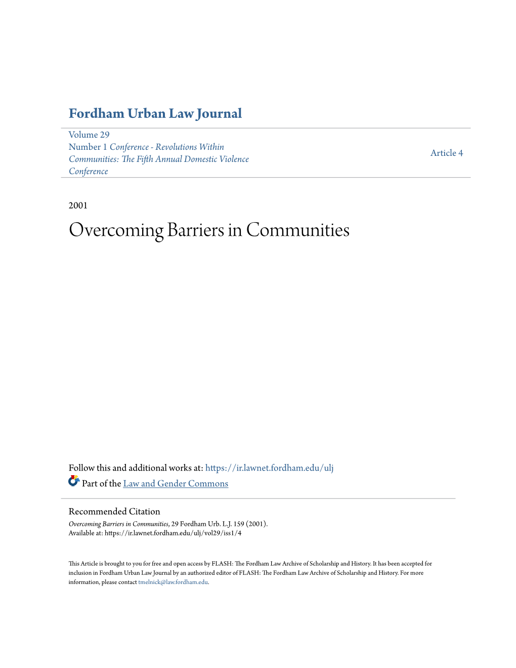 Overcoming Barriers in Communities