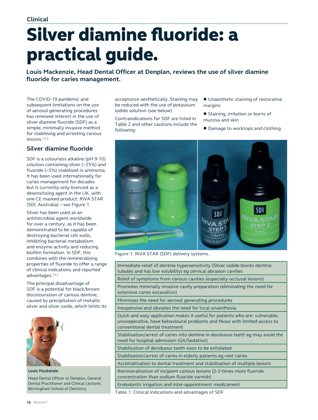 Silver Diamine Fluoride: a Practical Guide. Louis Mackenzie, Head Dental Officer at Denplan, Reviews the Use of Silver Diamine Fluoride for Caries Management