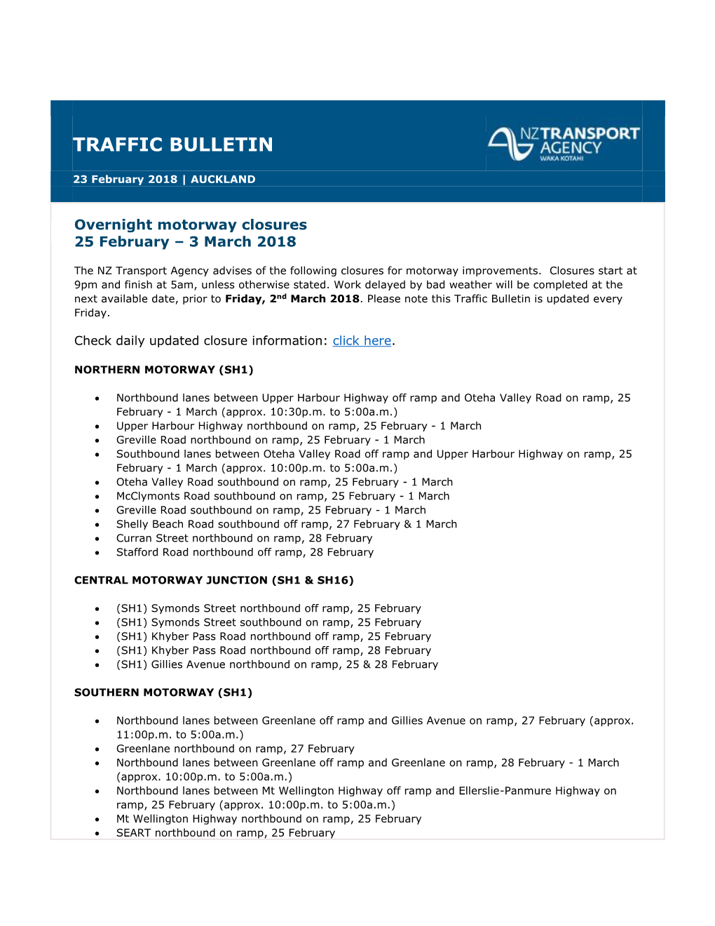 Traffic Bulletin