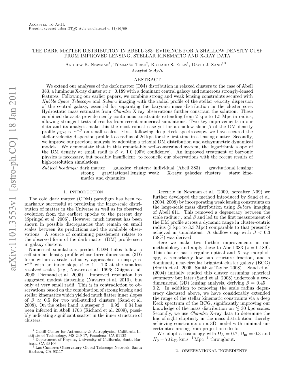 The Dark Matter Distribution in Abell 383: Evidence for a Shallow