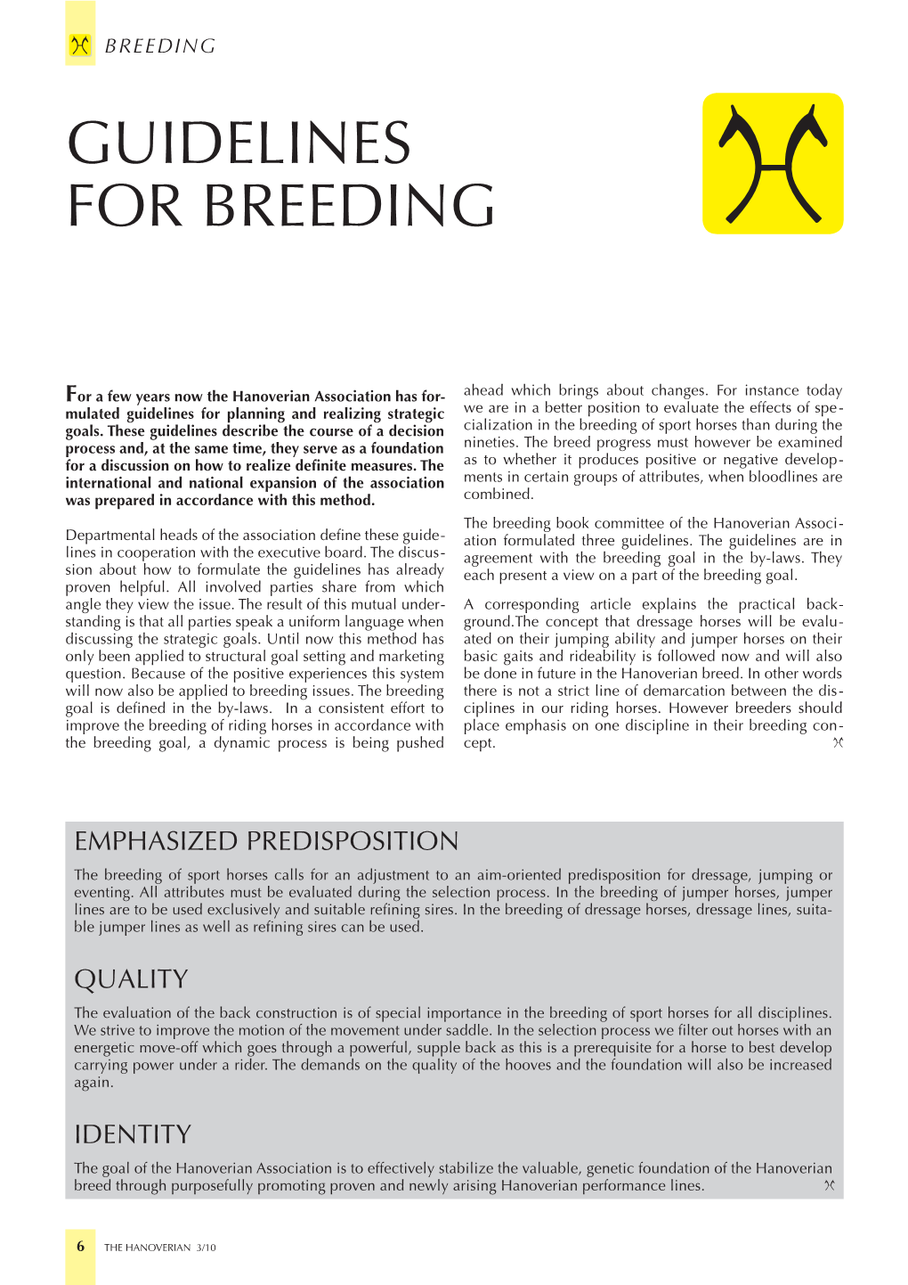 Guidelines for Breeding P