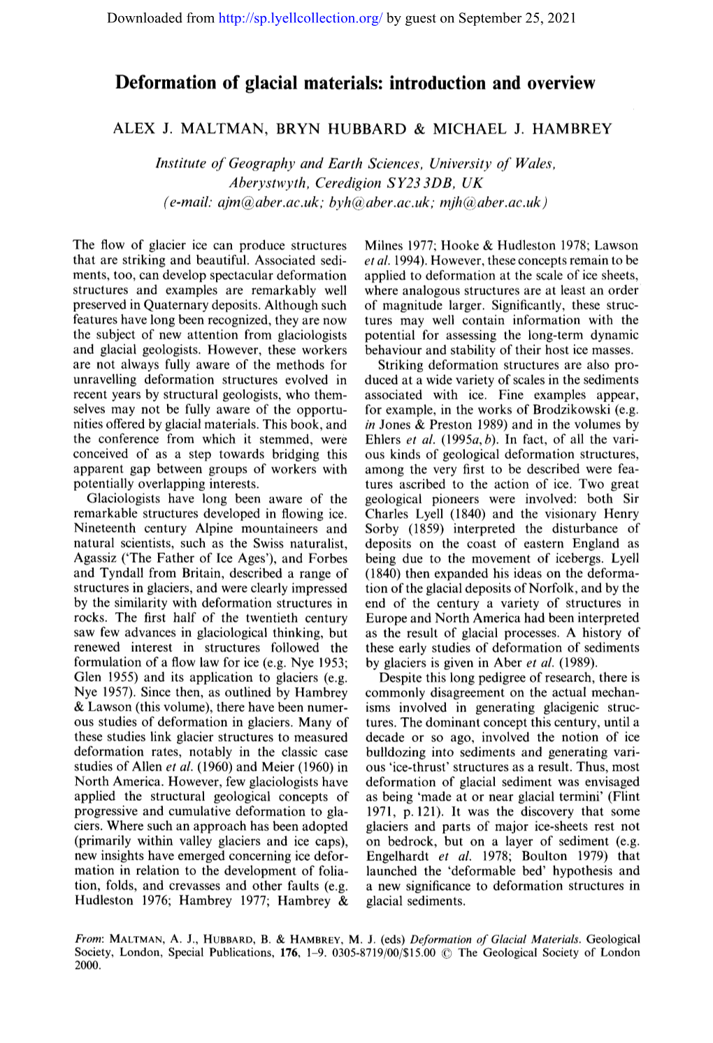 Deformation of Glacial Materials: Introduction and Overview