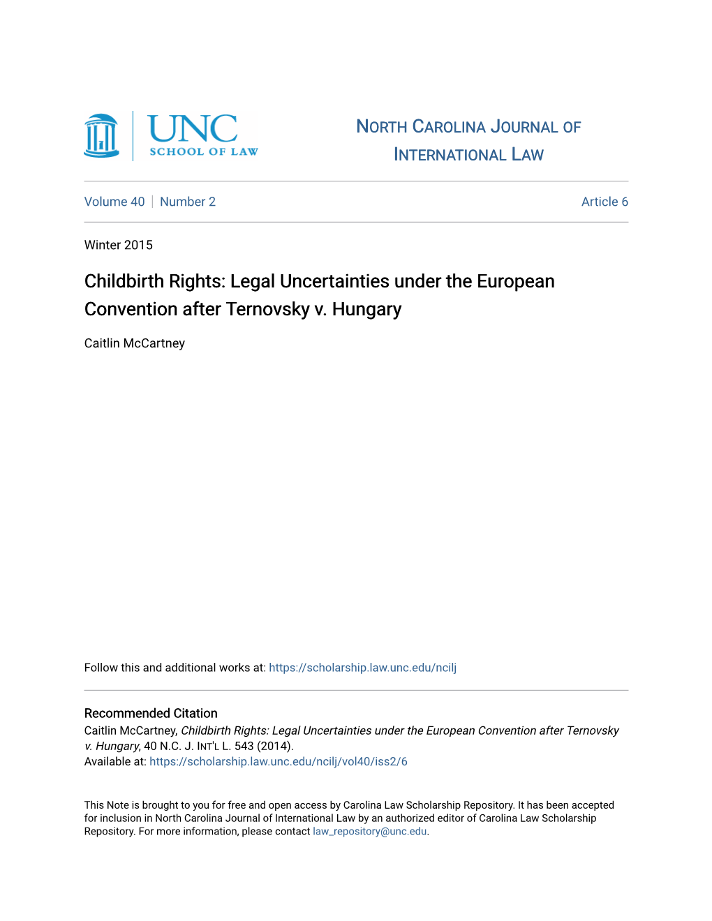 Childbirth Rights: Legal Uncertainties Under the European Convention After Ternovsky V