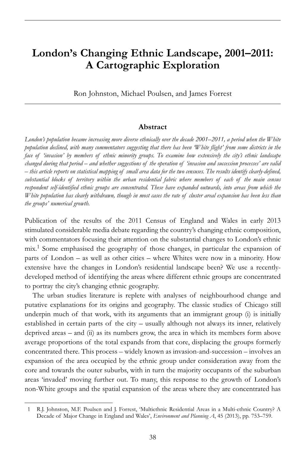 London's Changing Ethnic Landscape, 2001ÂŒ2011