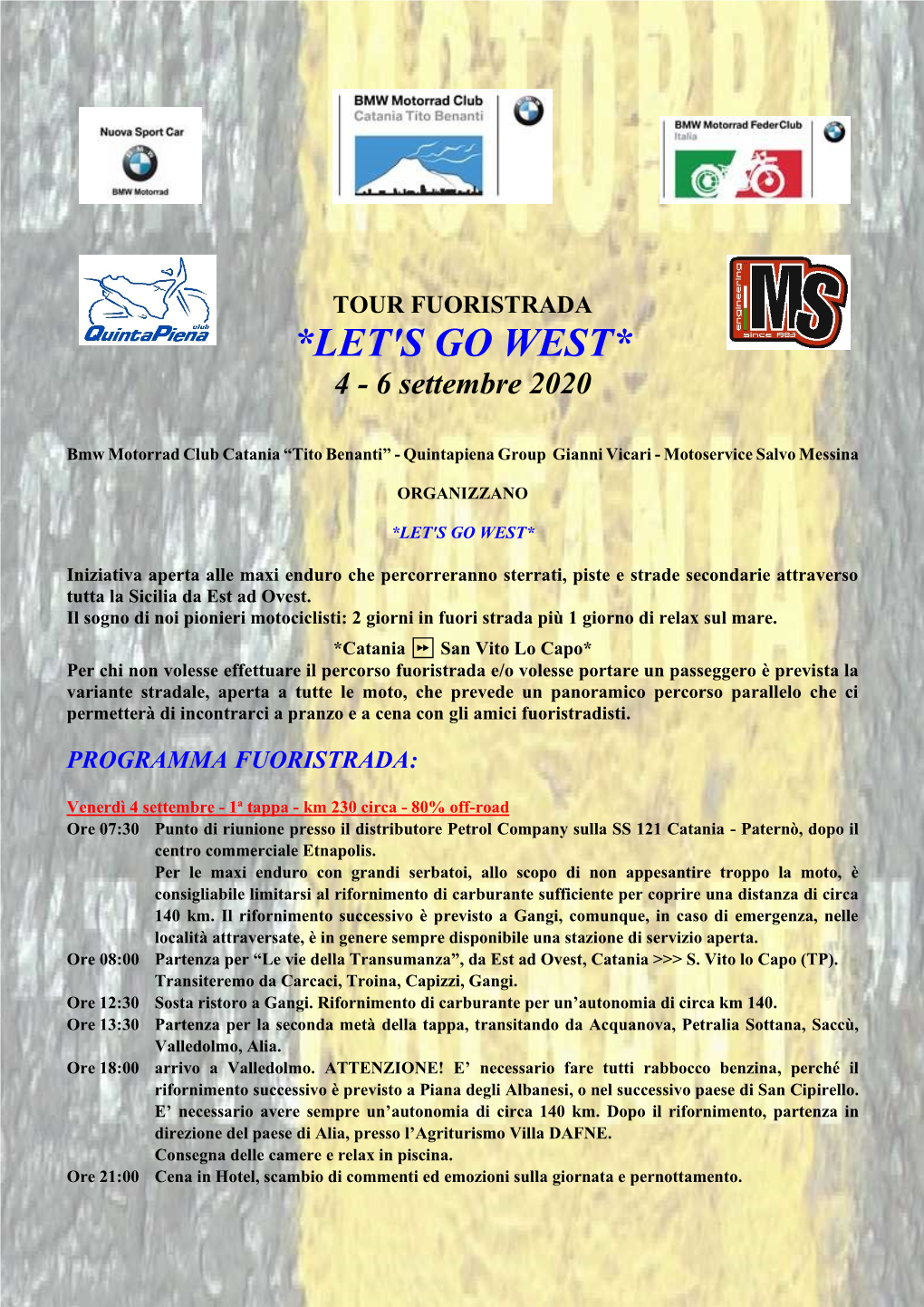 LET's GO WEST* 4 - 6 Settembre 2020