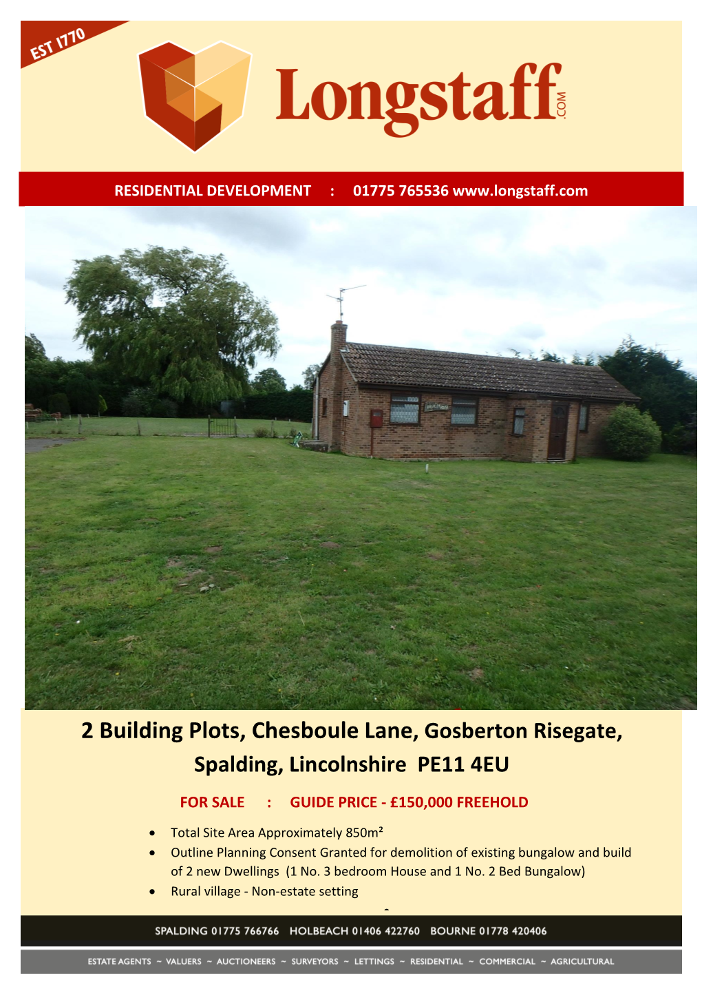 2 Building Plots, Chesboule Lane, Gosberton Risegate, Spalding, Lincolnshire PE11 4EU