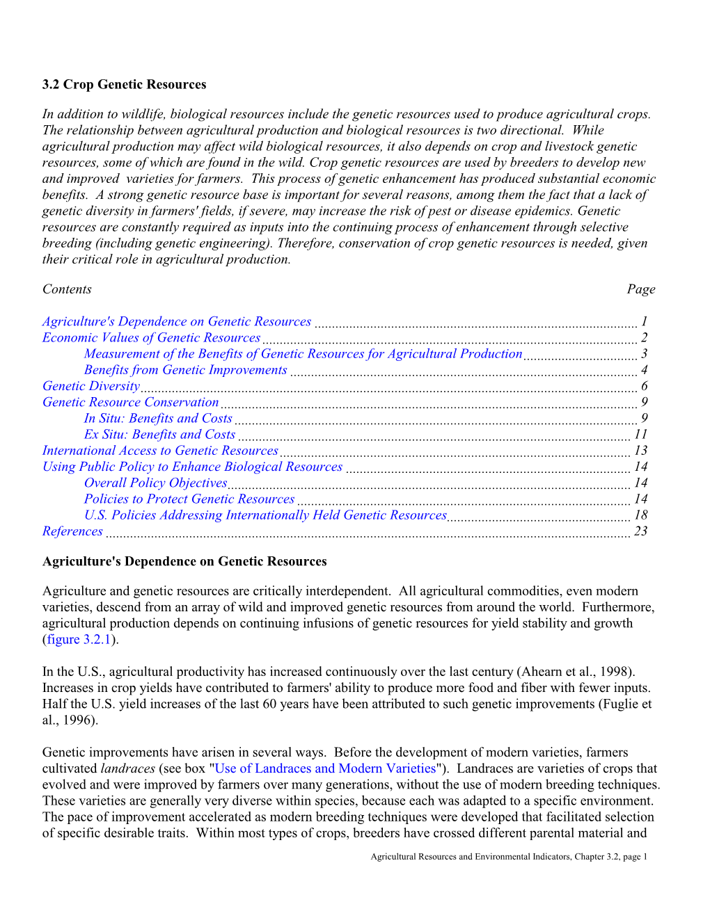 Crop Genetic Resources