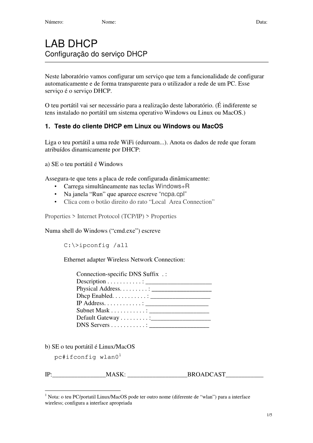 LAB DHCP Configuração Do Serviço DHCP