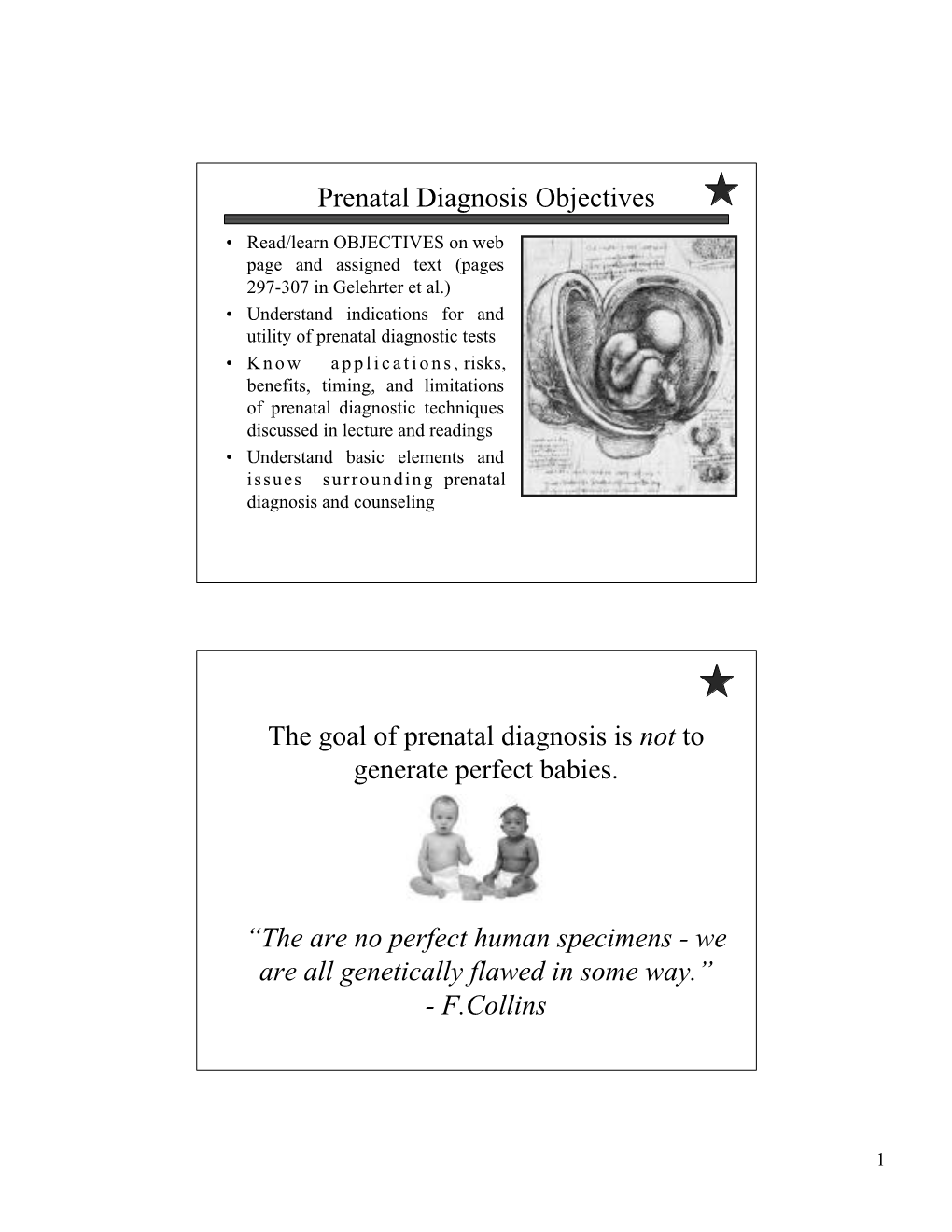 Prenatal Diagnosis Objectives