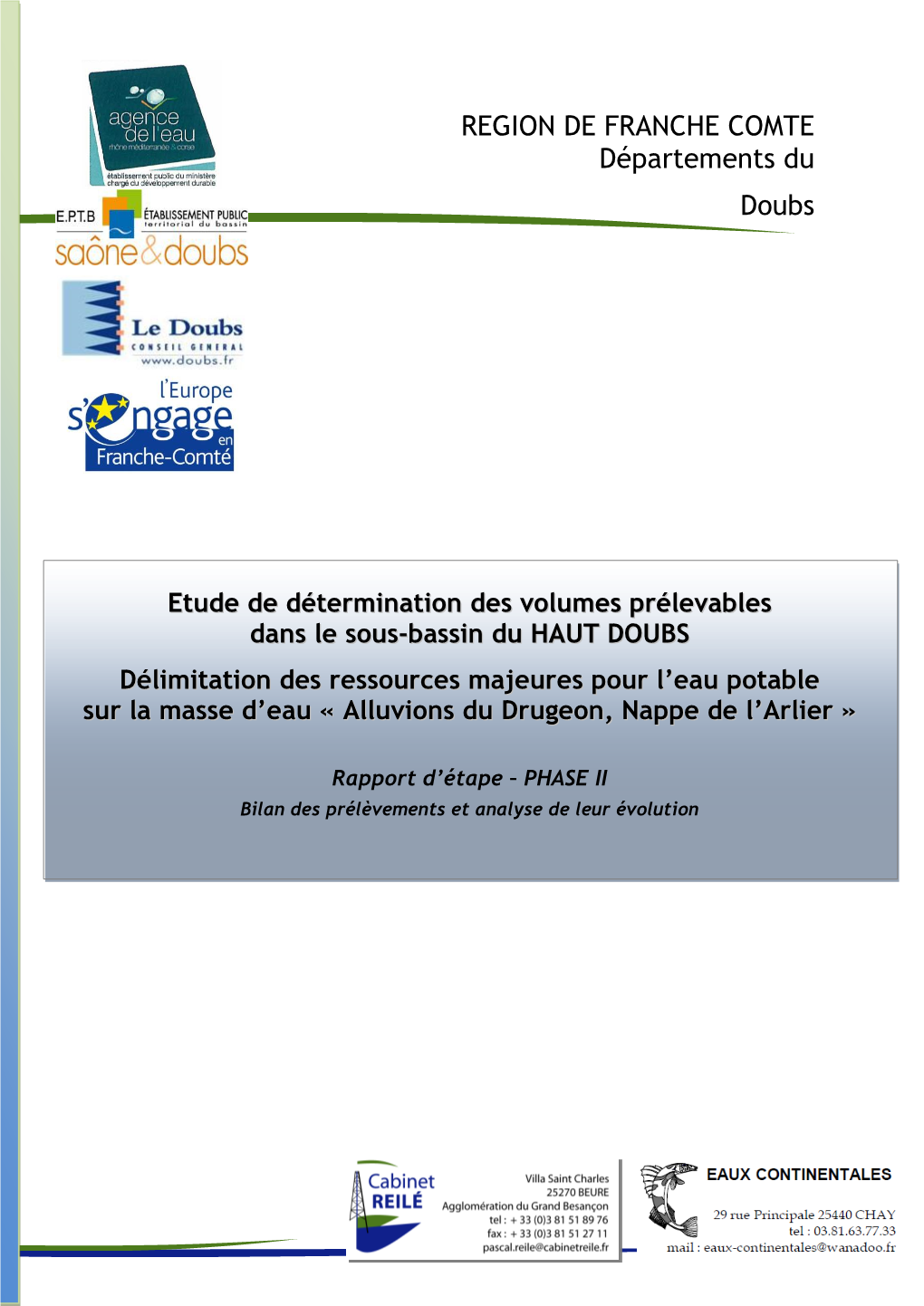 REGION DE FRANCHE COMTE Départements Du Doubs