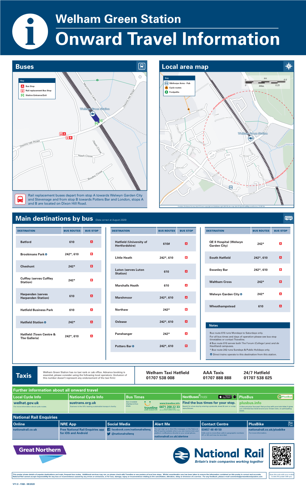 Welham Green Station I Onward Travel Information Buses Local Area Map