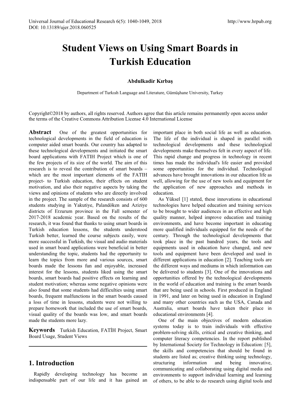 Student Views on Using Smart Boards in Turkish Education