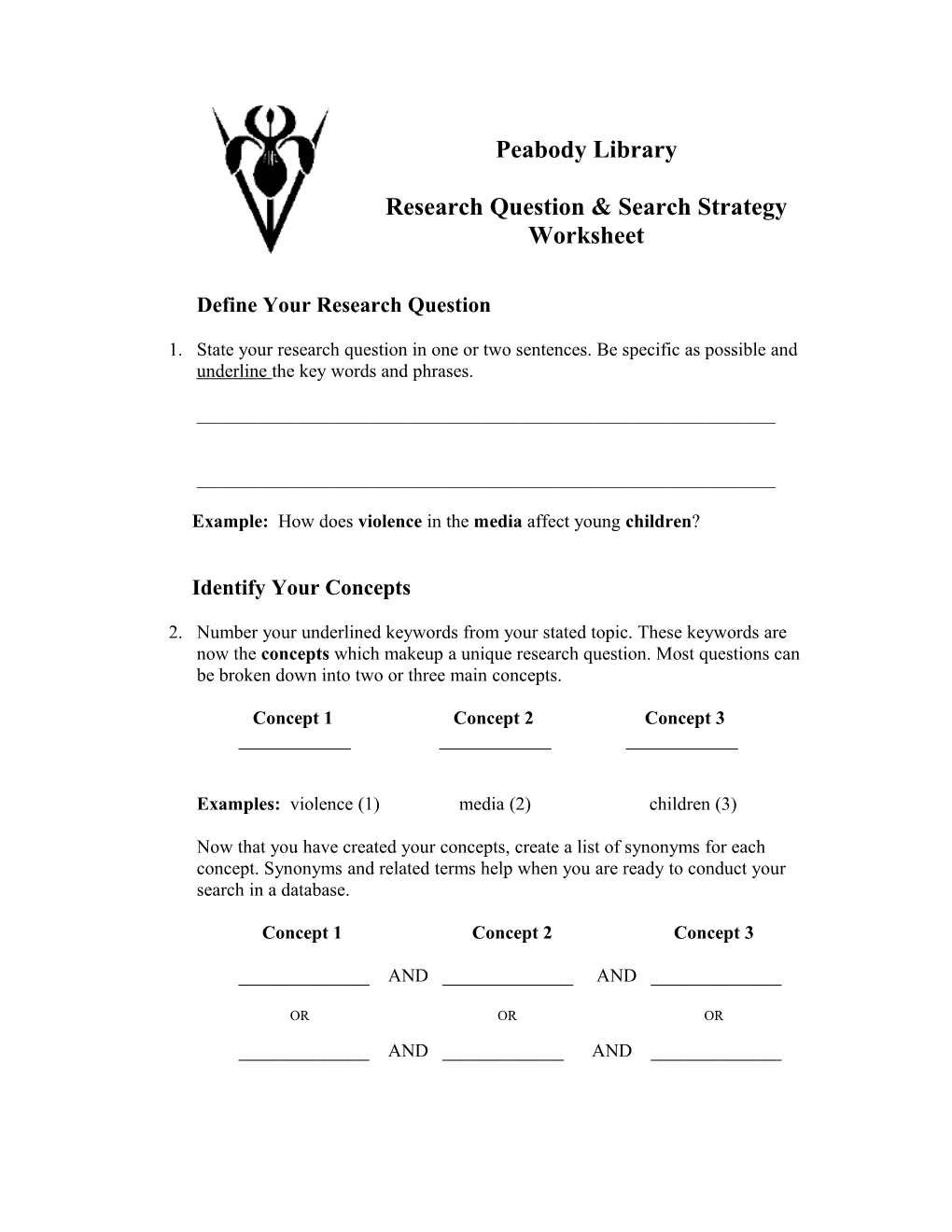 Research Question & Search Strategy Worksheet