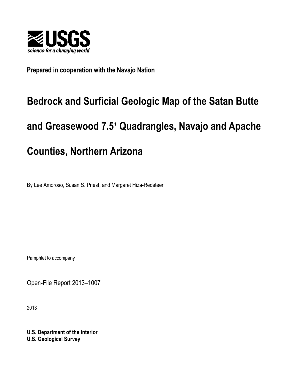 Bedrock and Surficial Geologic Map of the Satan Butte and Greasewood 7.5' Quadrangles, Navajo and Apache