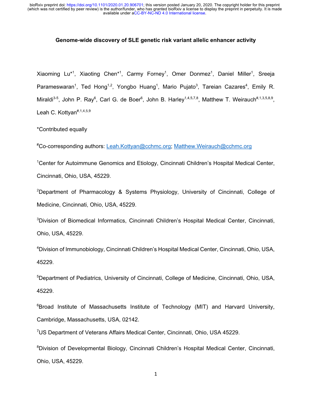 1 Genome-Wide Discovery of SLE Genetic Risk Variant Allelic Enhancer