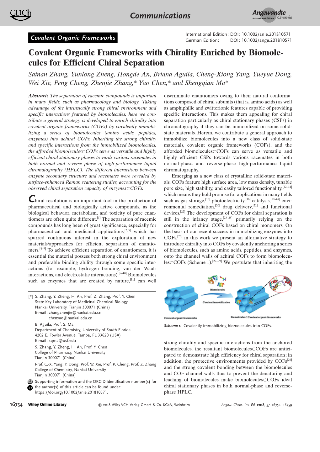 Covalent Organic Frameworks with Chirality Enriched by Biomolecules