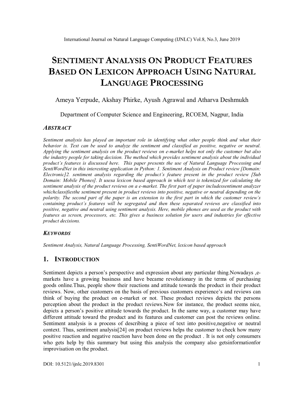 Sentiment Analysis on Product Features Based on Lexicon Approach Using Natural Language Processing