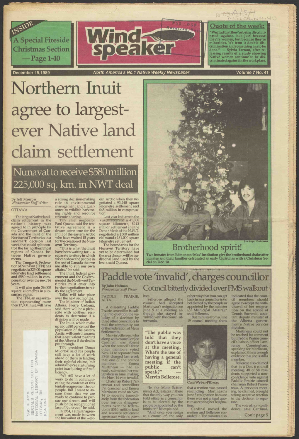 Windspeaker December 15, 1989