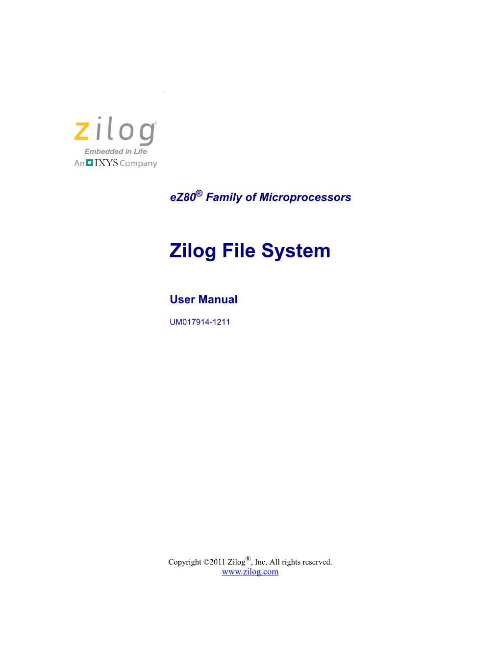 Zilog File System User Manual Ii