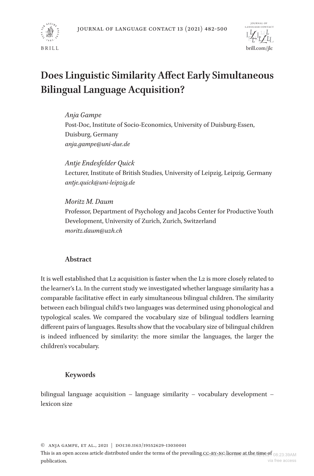 Does Linguistic Similarity Affect Early Simultaneous Bilingual Language Acquisition?