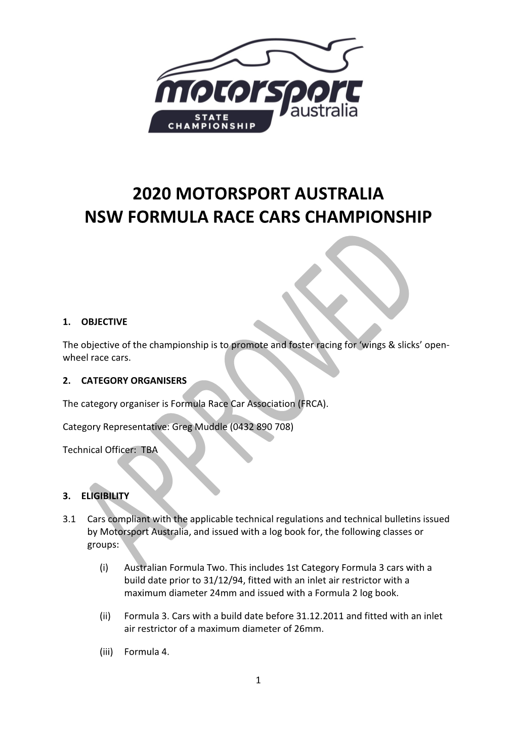 Motorsport Australia Nsw Formula Race Cars Championship