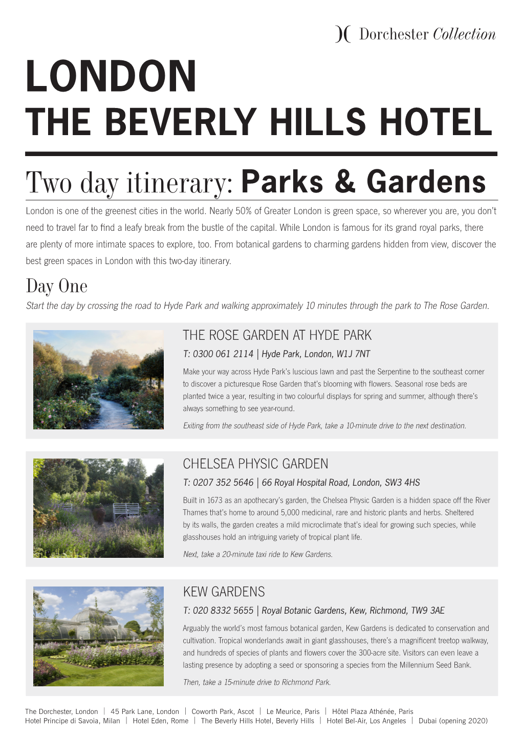 LONDON the BEVERLY HILLS HOTEL Two Day Itinerary: Parks & Gardens London Is One of the Greenest Cities in the World