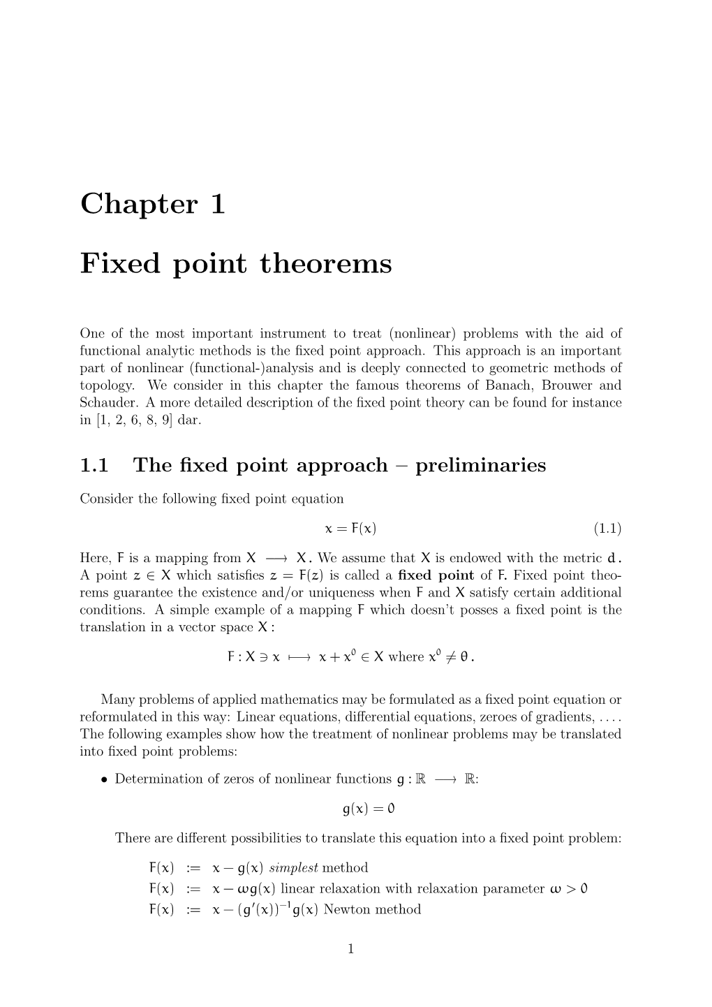 Chapter 1 Fixed Point Theorems