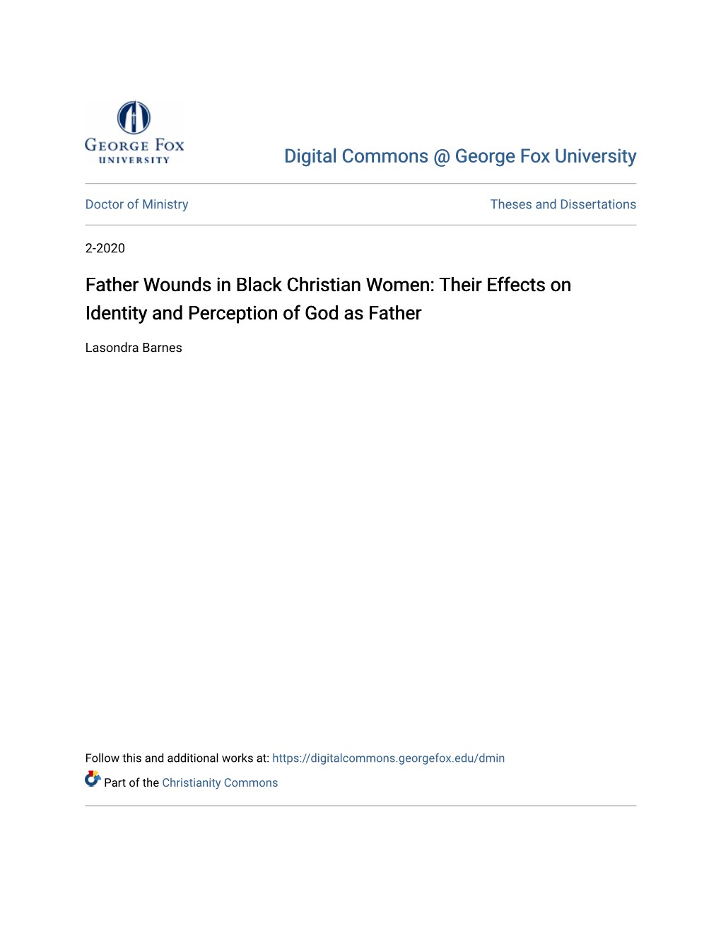 Father Wounds in Black Christian Women: Their Effects on Identity and Perception of God As Father