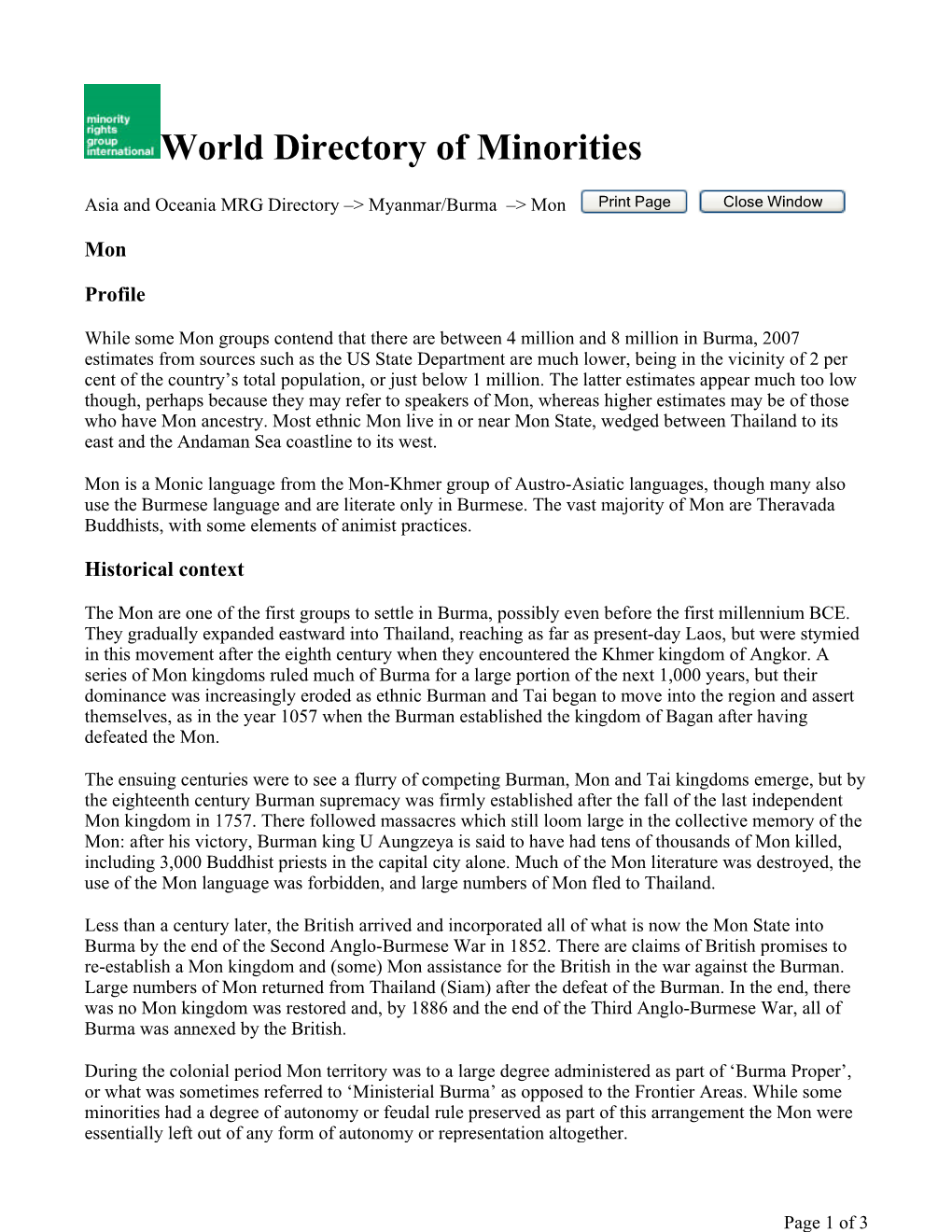 World Directory of Minorities