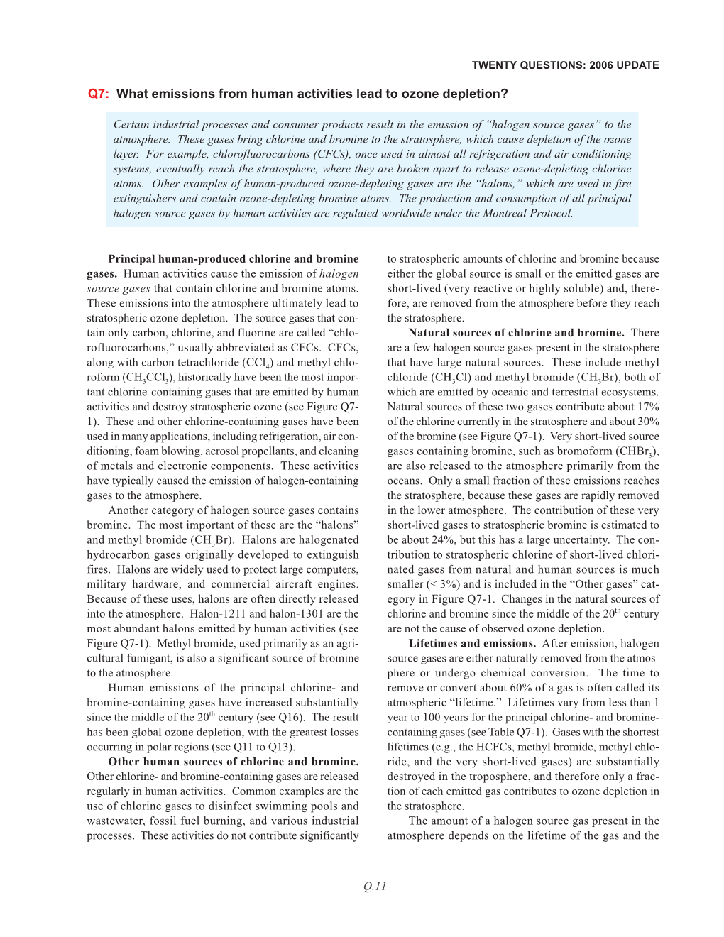 Q7: What Emissions from Human Activities Lead to Ozone Depletion?