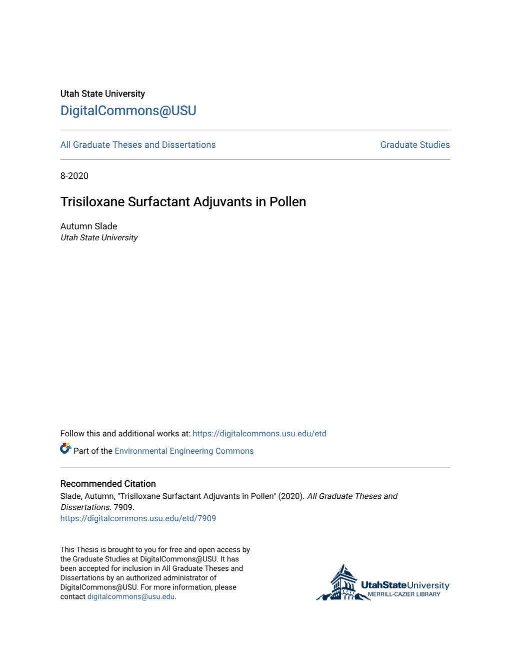 Trisiloxane Surfactant Adjuvants in Pollen