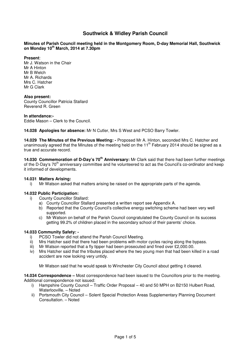 Southwick & Widley Parish Council